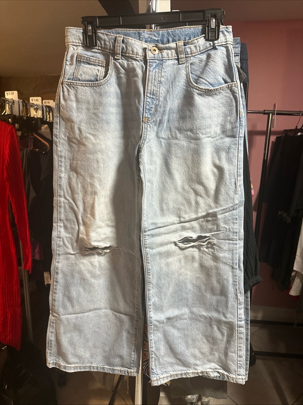 art class Light Blue Distressed Straight-Leg Kids Jeans